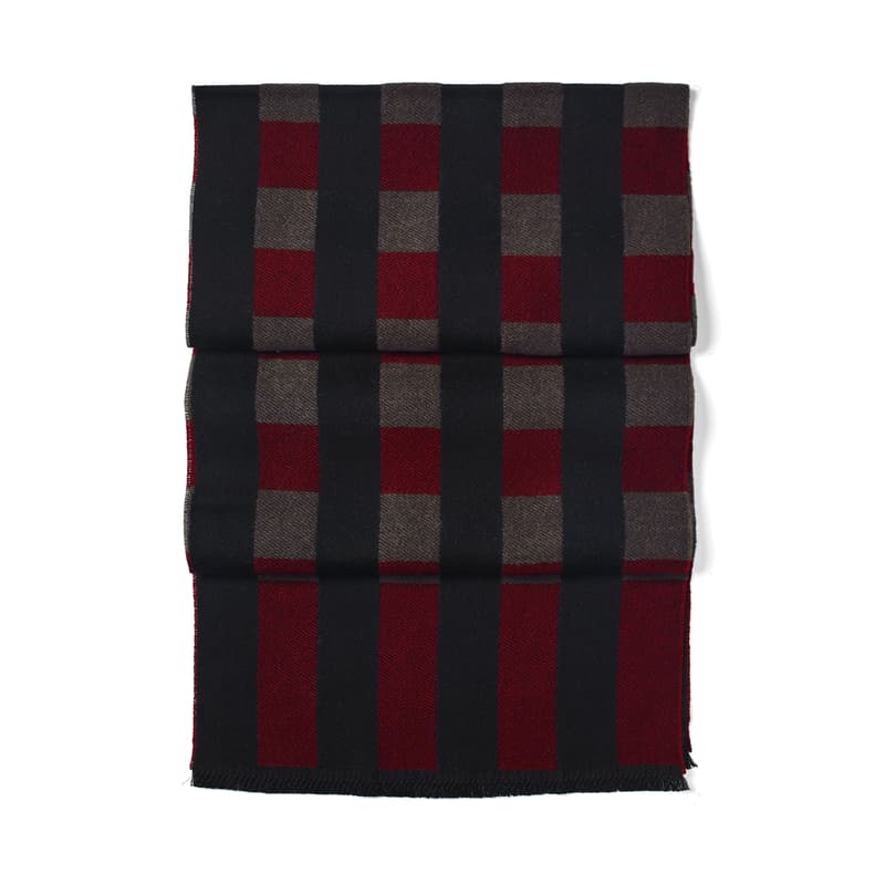 Exploded Check Wool Scarf in Merlot