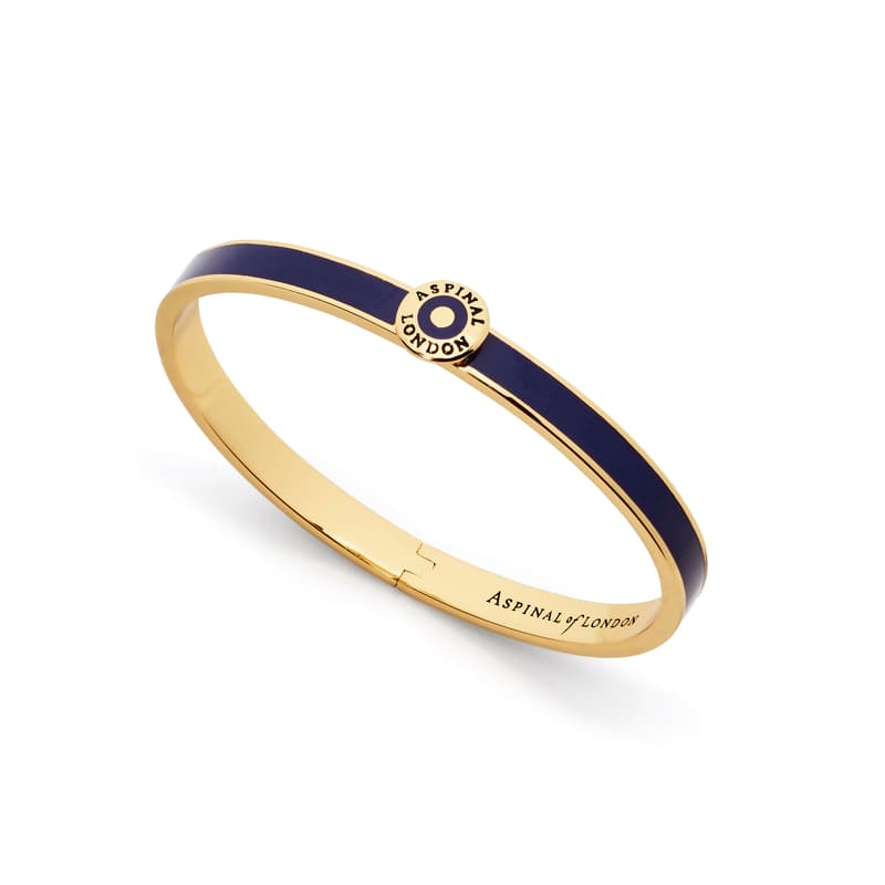 Thin Enamel Bangle in Navy Enamel & 18ct Gold Plated