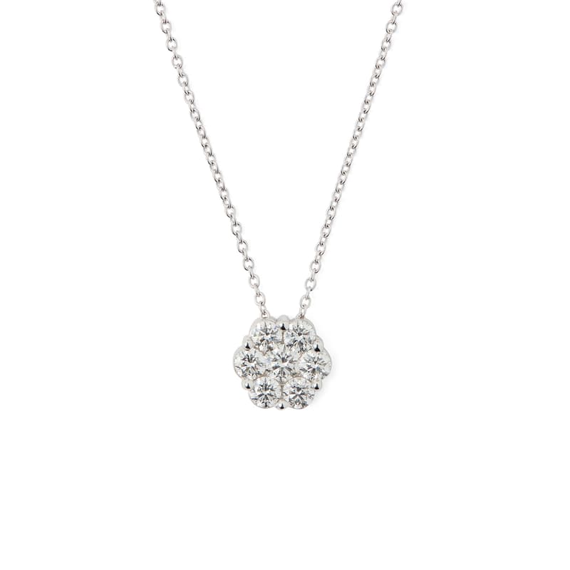 Monaco 1ct. Diamond Cluster Pendant Necklace