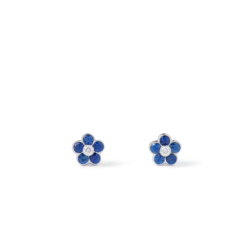 Athena 18ct White Gold Sapphire & Diamond Cluster Stud Earrings