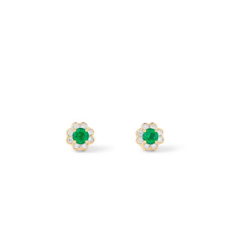 Debutante Emerald & Diamond Stud Earrings