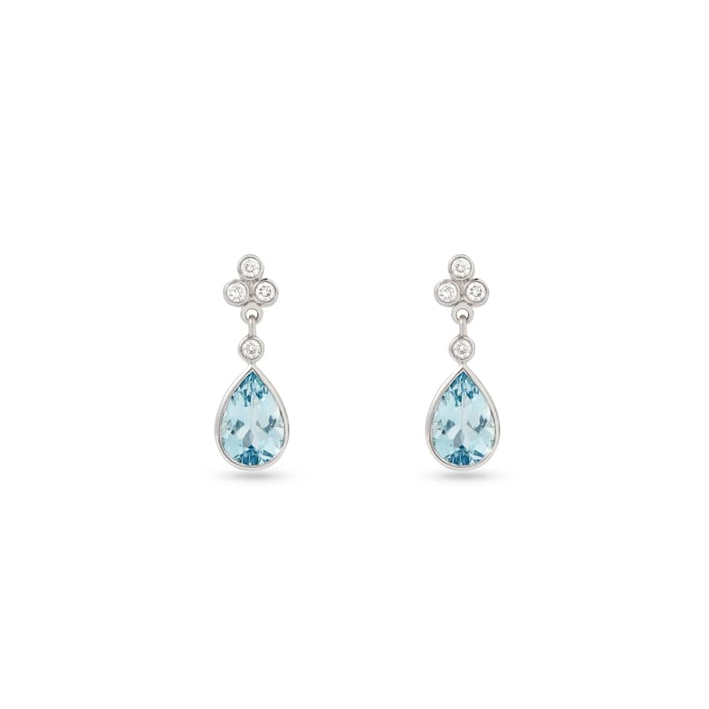 Aphrodite Teardrop Aquamarine & Diamond Earrings