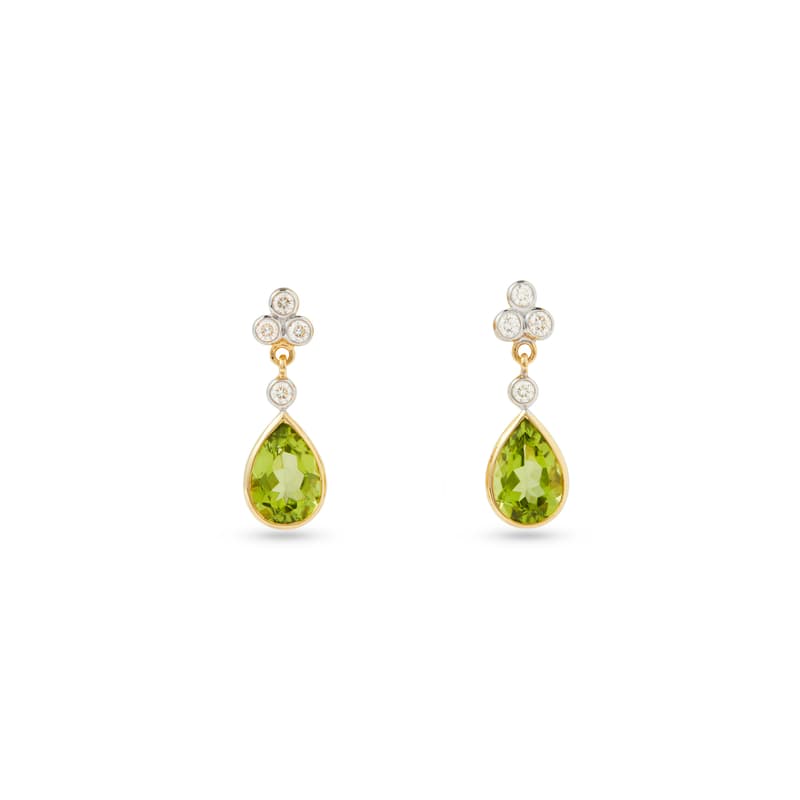 Aphrodite Teardrop Peridot & Diamond Earrings