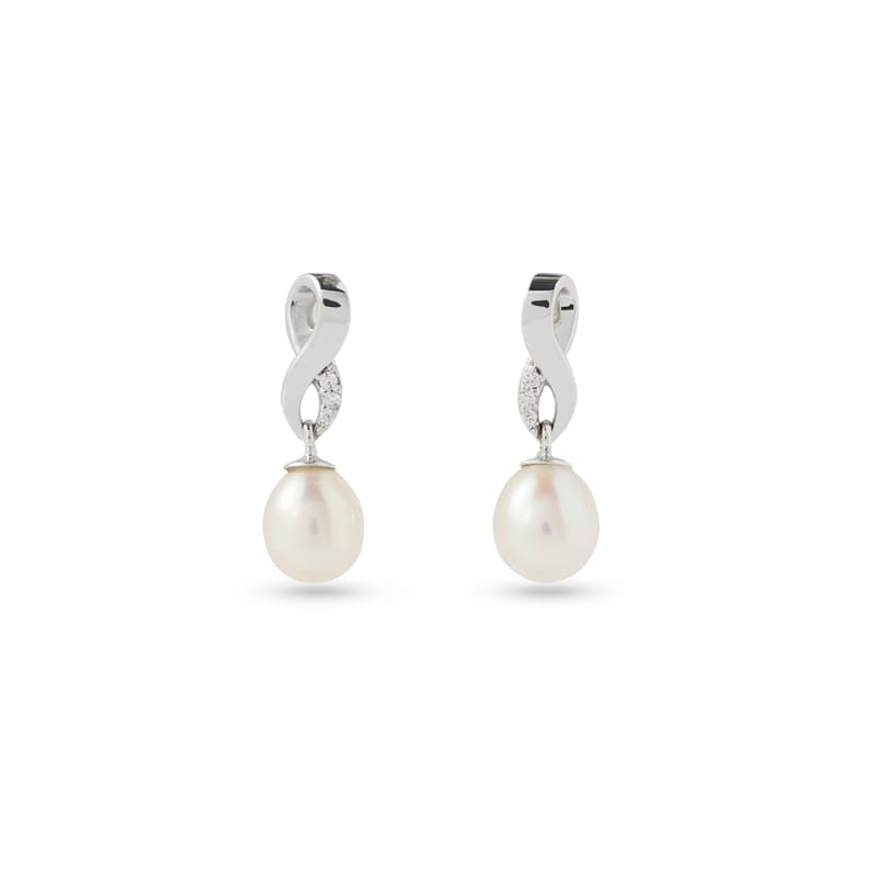 Solstice 18ct White Gold Freshwater Pearl & Diamond Earrings