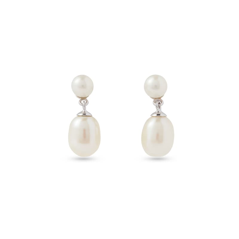 Pearl Dropper Earrings in 18ct White Gold
