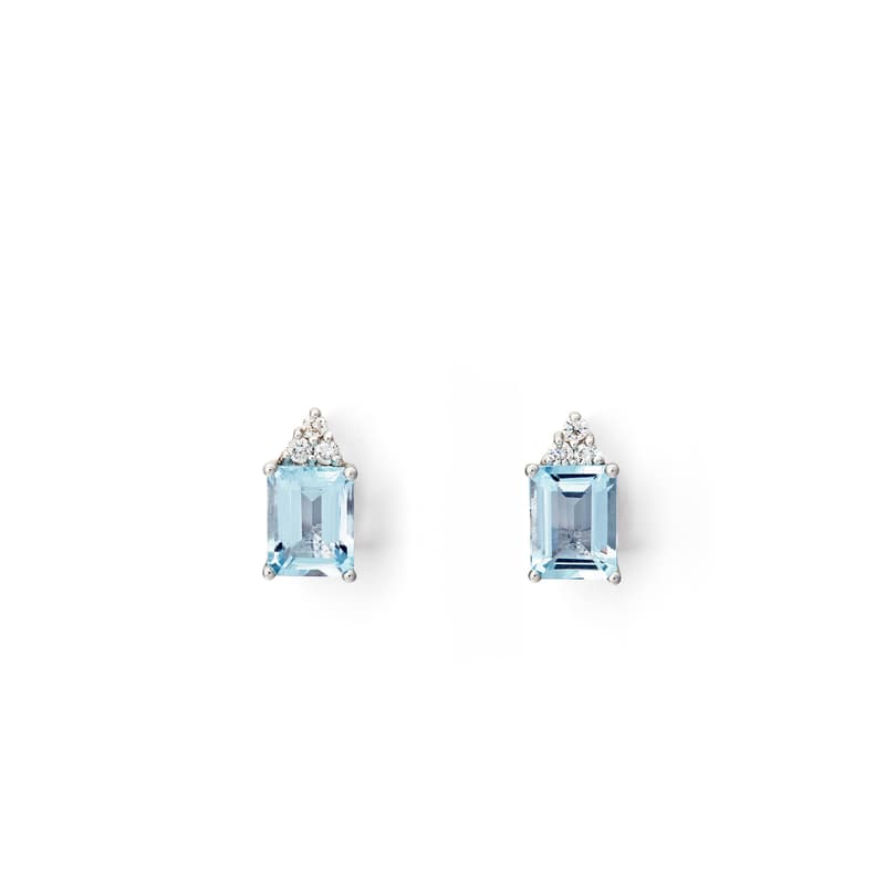 Iris 18ct White Gold Aquamarine & Diamond Stud Earrings