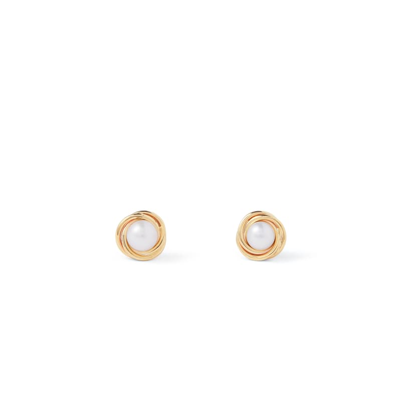 Twist Pearl Stud Earrings in 9ct Yellow Gold