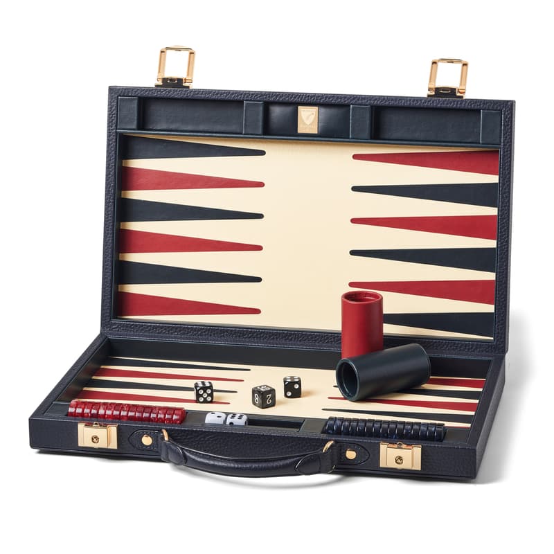 15-inch Backgammon Set in Navy Pebble
