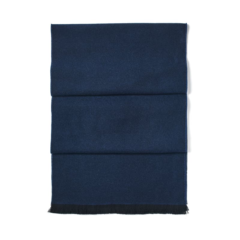 Reversible Merino Wool Scarf in Navy & Grey