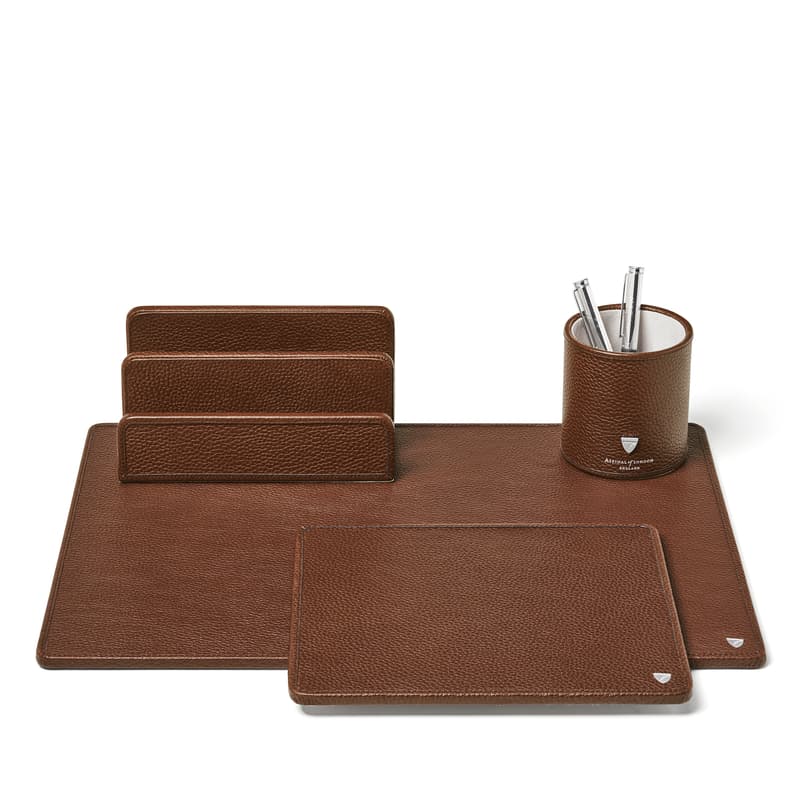 Desk Accessories Set in Tobacco Pebble