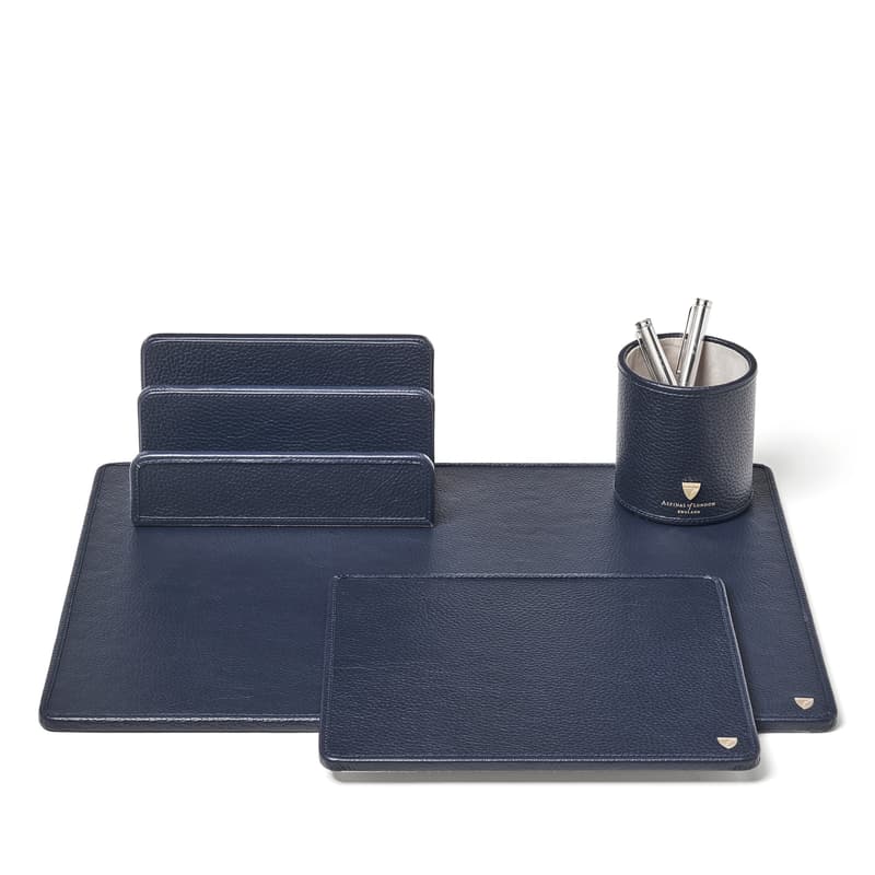 Desk Accessories Set in Navy Pebble