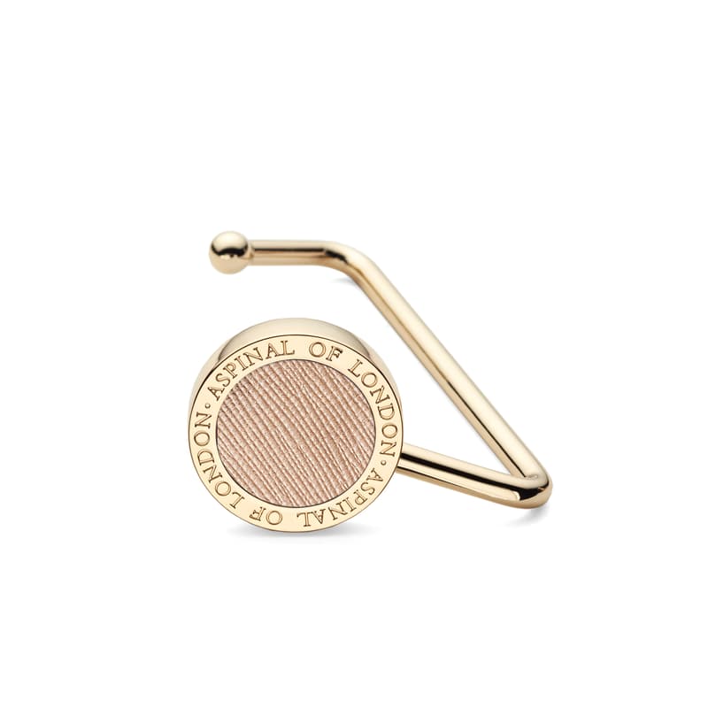 Handbag Hook in Champagne Metallic Saffiano