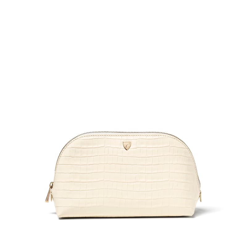 Classic Makeup Case in Deep Shine Ivory Small Croc