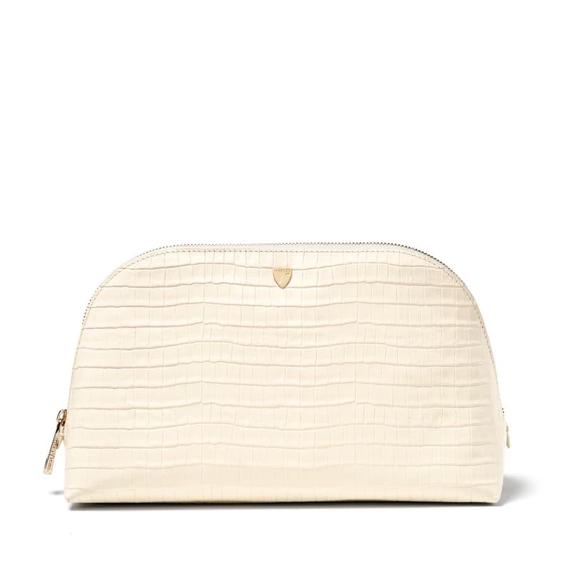 Classic Toiletry Bag in Deep Shine Ivory Small Croc