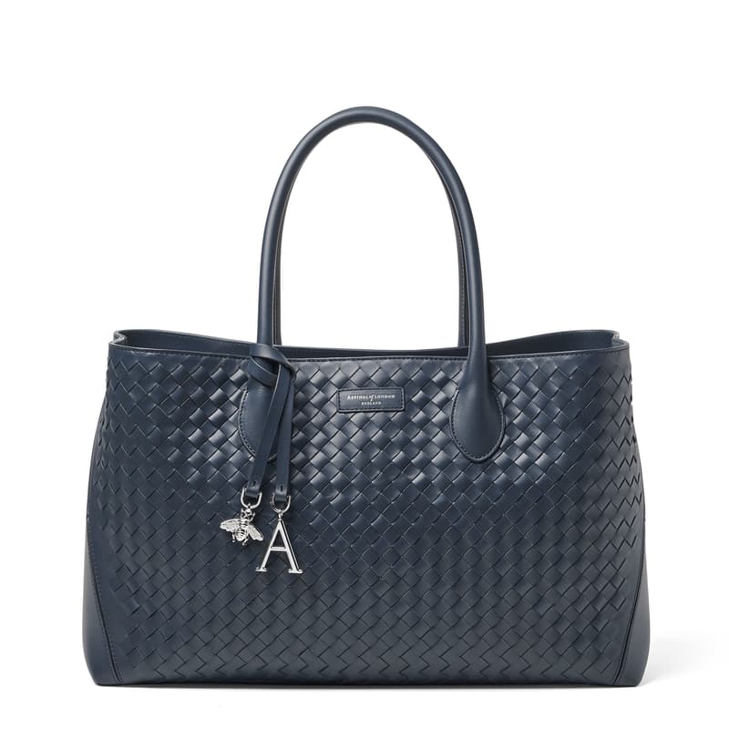 Aspinal of london Tote Bag in French Navy Woven Leather