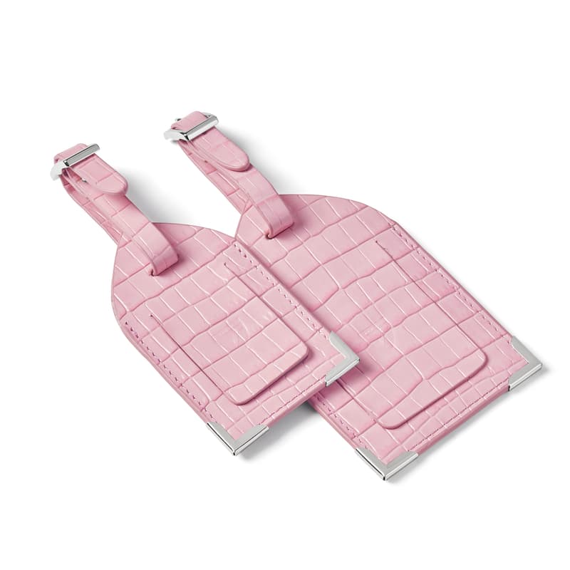 Set of 2 Luggage Tags in Deep Shine Powder Lilac Small Croc