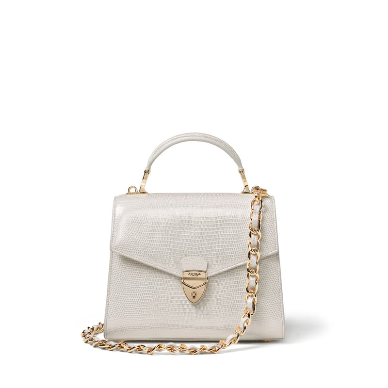 Midi Mayfair 2 Bag in White Metallic Lizard