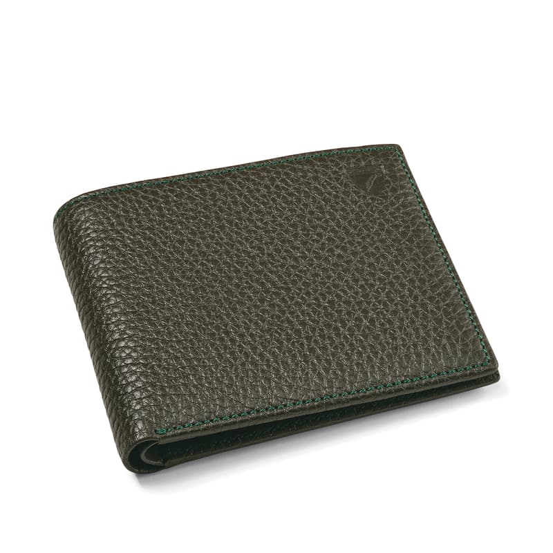 8 Card Billfold Wallet in Forest Green Pebble