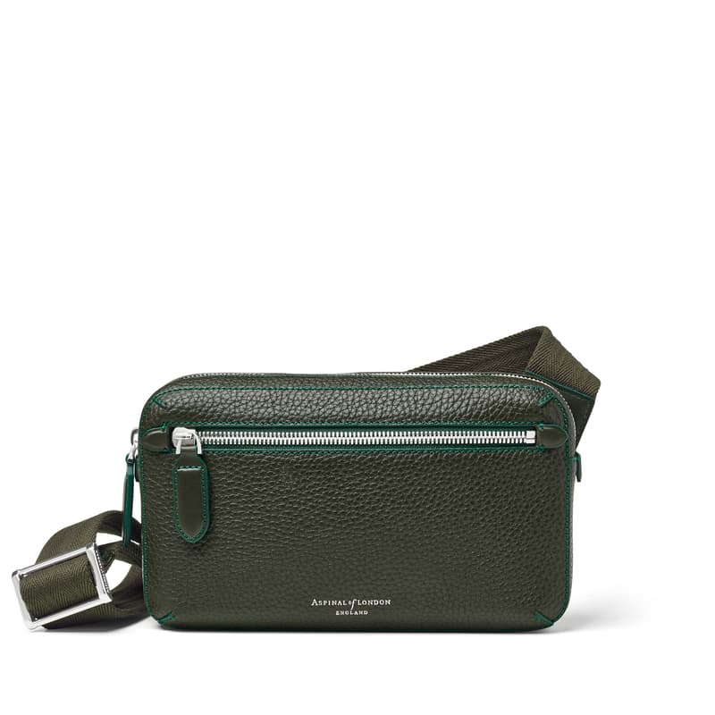 Reporter Compact Crossbody Bag in Forest Green Pebble