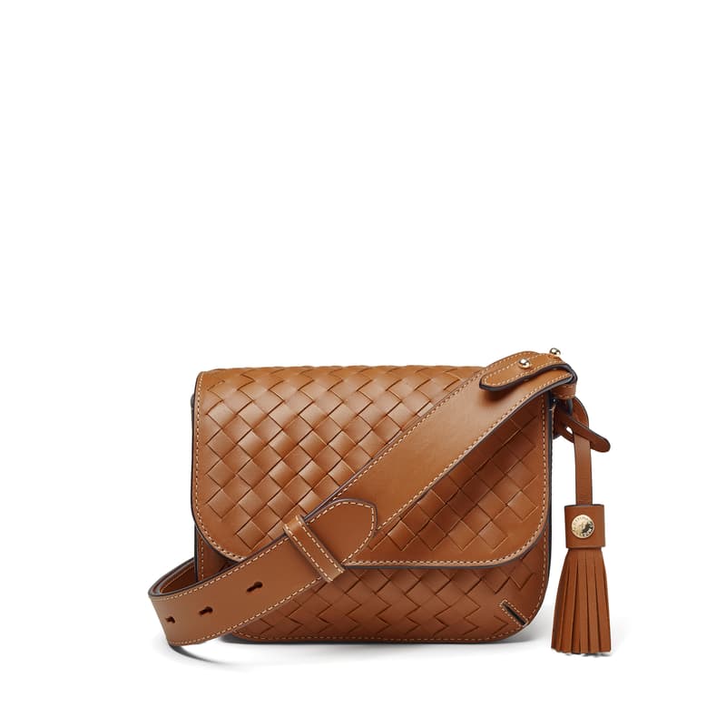 Ella Crossbody Bag in Tan Woven Leather