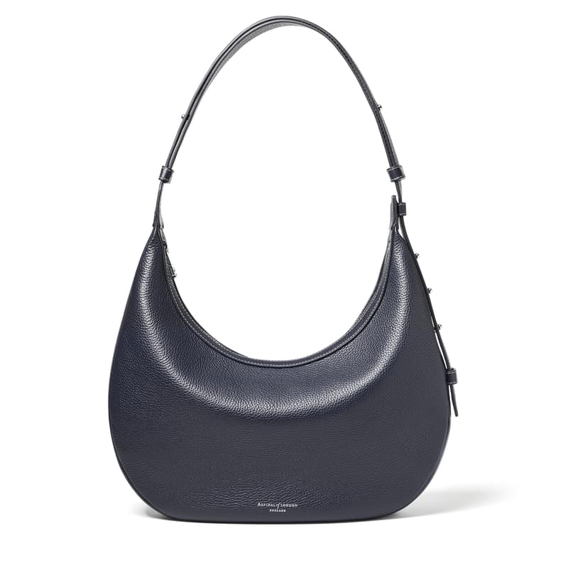 Hudson Crescent Bag in French Navy Milled Pebble