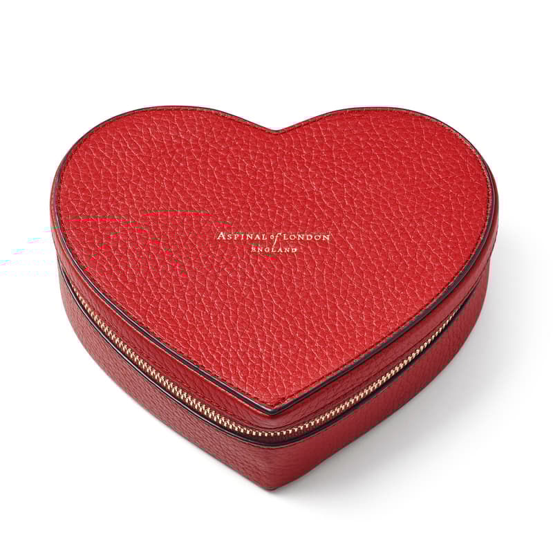 Large Heart Jewellery Case in Cardinal Red Pebble