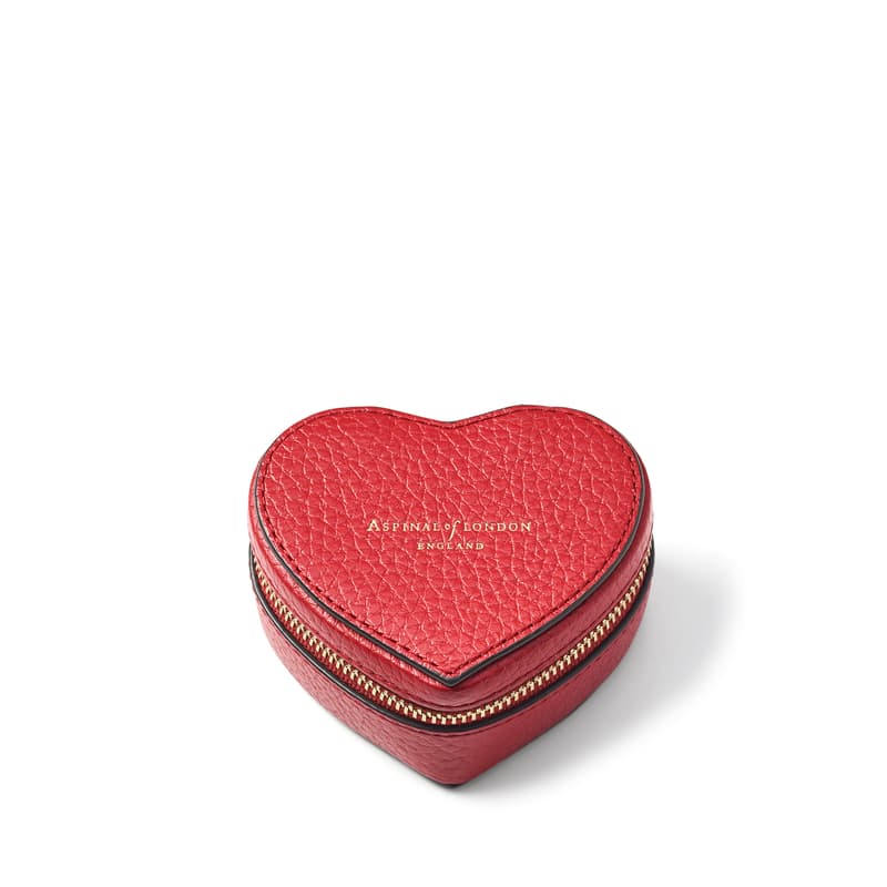 Heart Ring Box in Cardinal Red Pebble