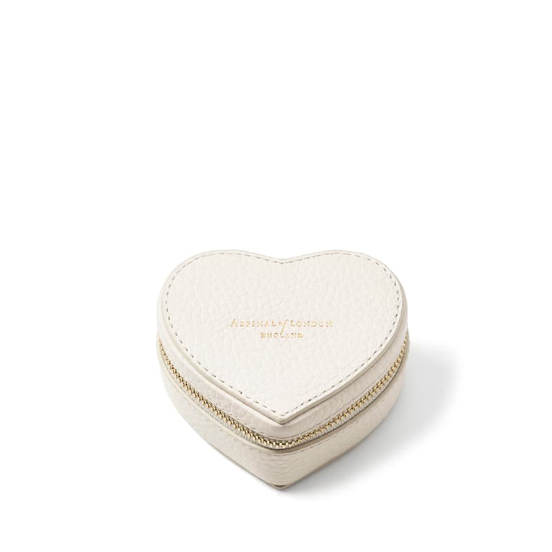 Heart Ring Box in Ivory Pebble