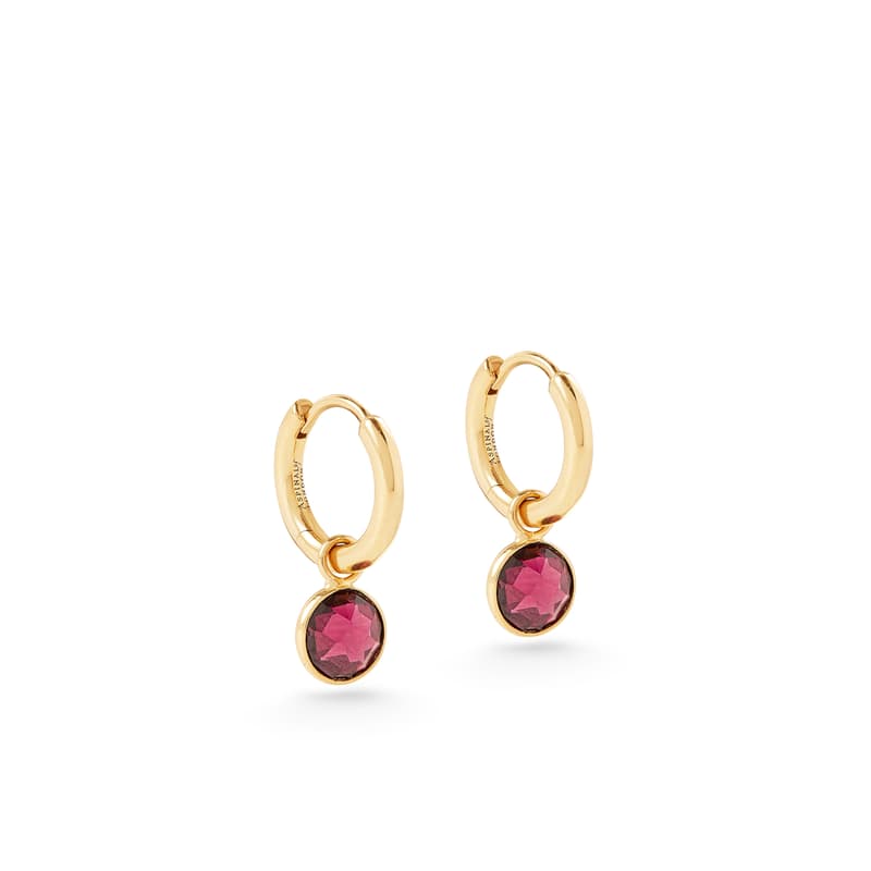 Gemstone Huggie Earrings in Rhodolite Garnet & 18ct Gold Vermeil