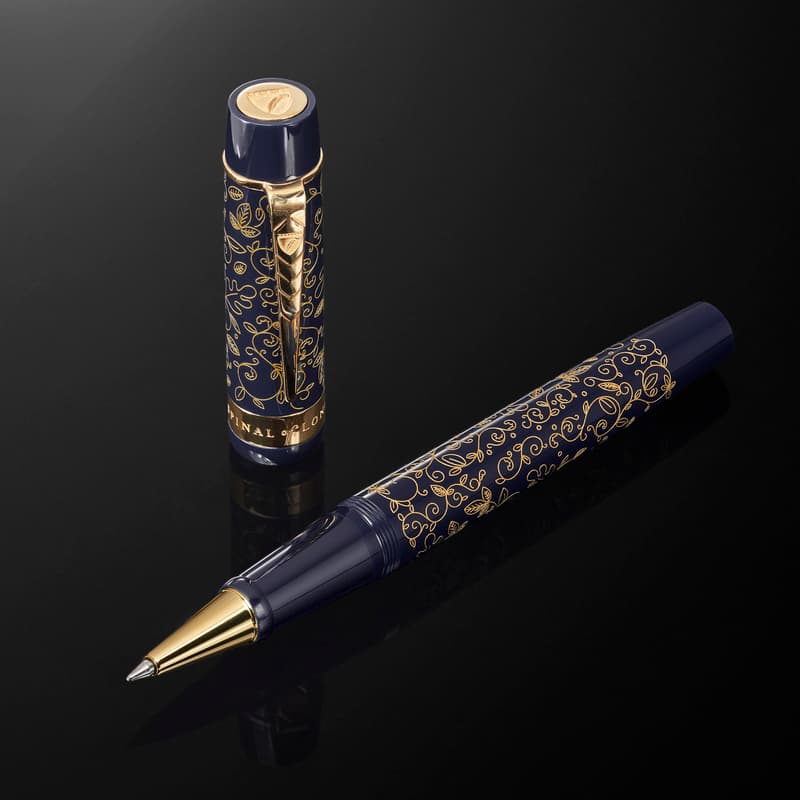 Luxury Engraved Pen in Blue Acrylic & Gold Plated