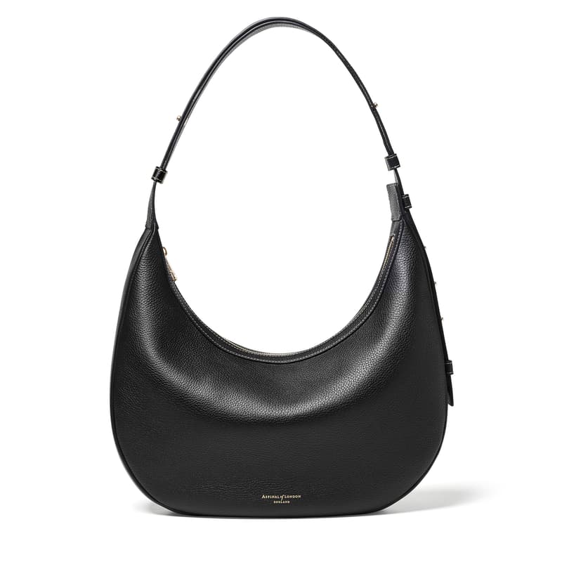 Hudson Crescent Bag in Black Milled Pebble