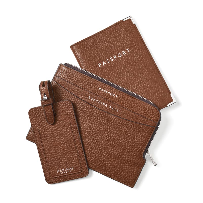 Zipped Travel Collection in Tobacco Pebble