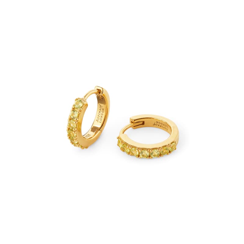 Pave Huggie Earrings in Peridot & 18ct Gold Vermeil