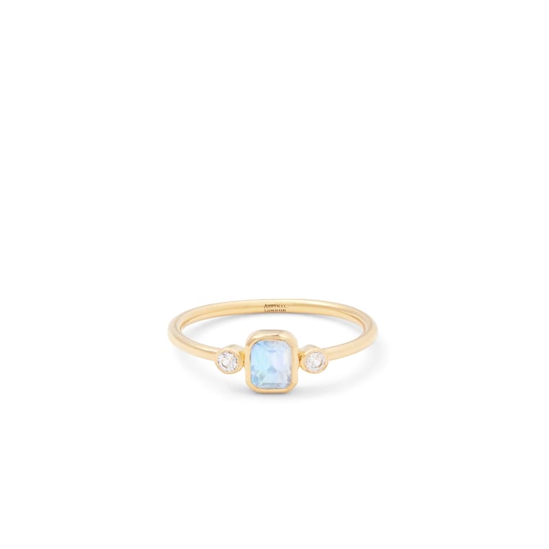 Gemstone Ring in Rainbow Moonstone & 18ct Gold Vermeil