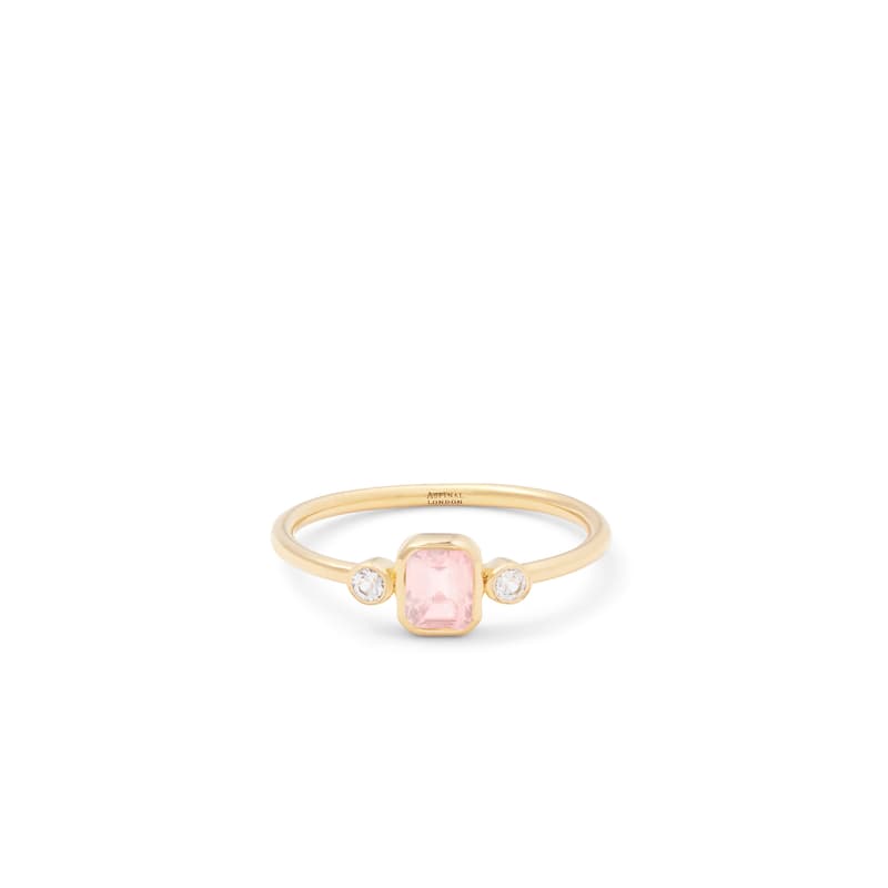 Gemstone Ring in Rose Quartz & 18ct Gold Vermeil