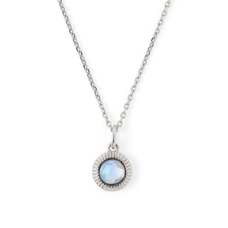 Gemstone Pendant Necklace in Rainbow Moonstone & Sterling Silver 925
