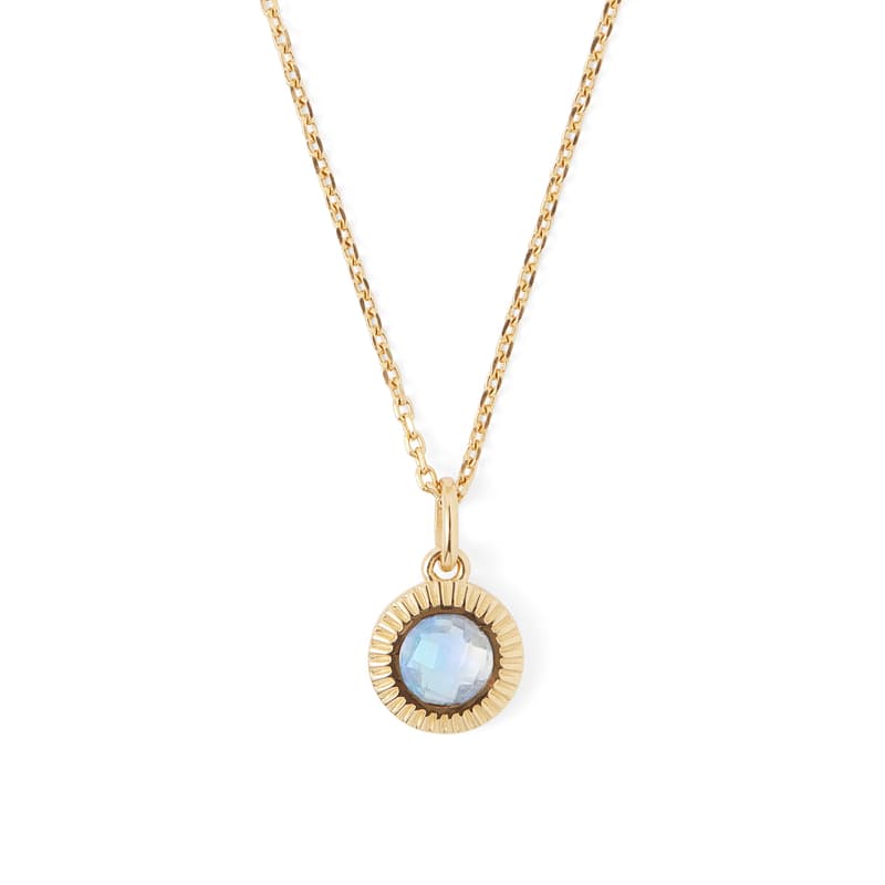 Gemstone Pendant Necklace in Rainbow Moonstone & 18ct Gold Vermeil