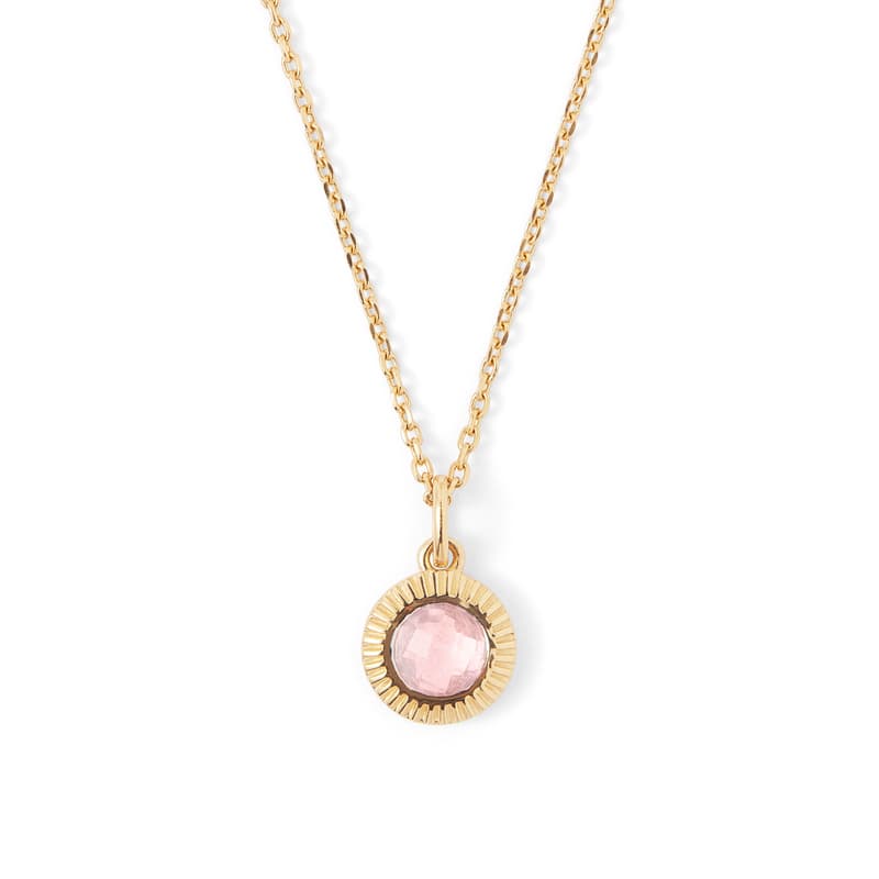 Gemstone Pendant Necklace in Rose Quartz & 18ct Gold Vermeil