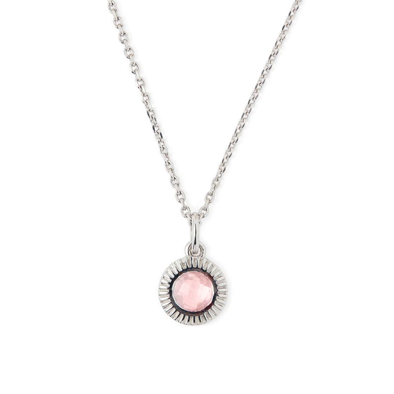 Gemstone Pendant Necklace in Rose Quartz & Sterling Silver 925