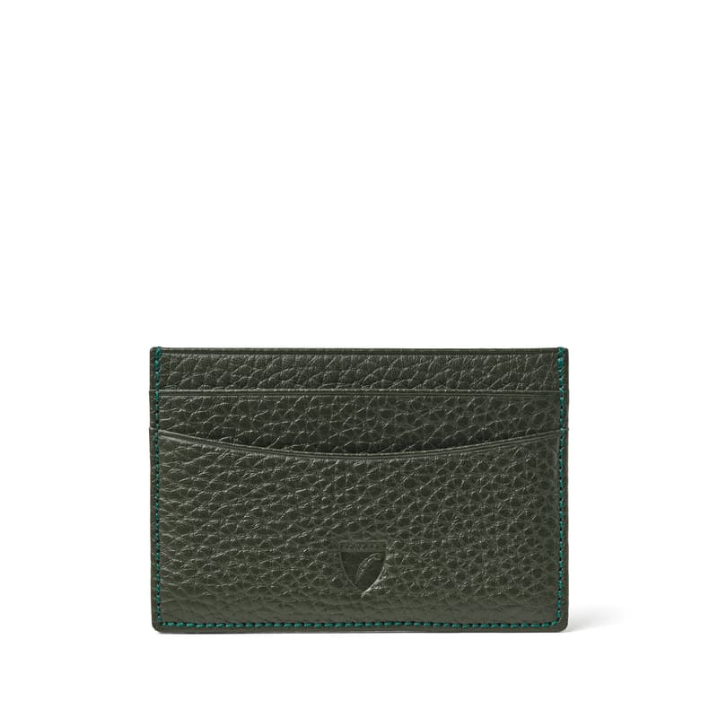 Slim Credit Card Holder in Forest Green Pebble