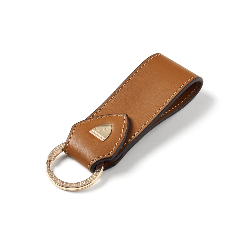 Small Leather Loop Keyring in Smooth Tan