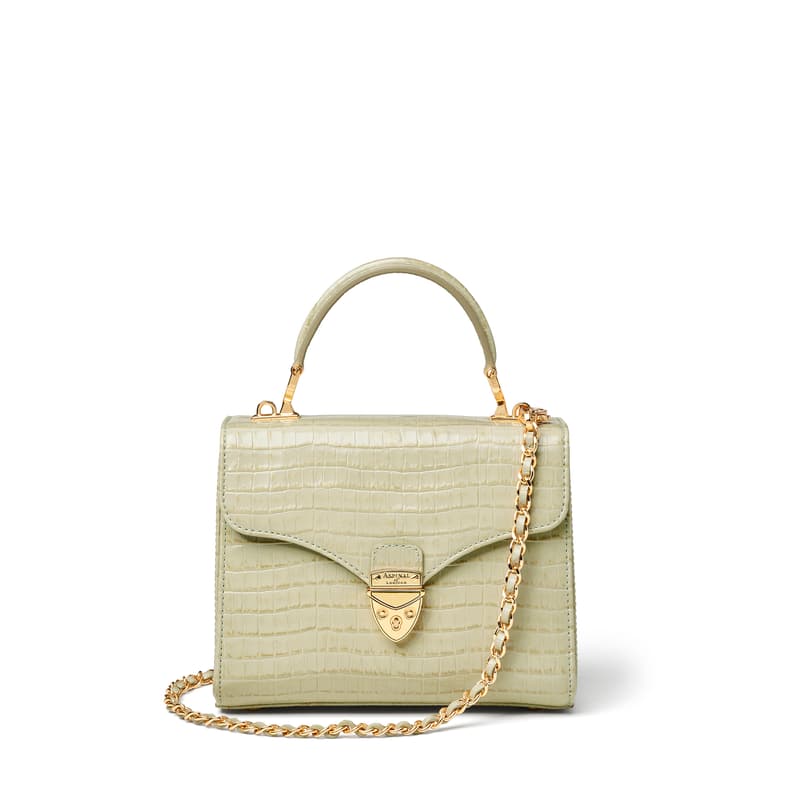 Midi Mayfair in Deep Shine Pistachio Small Croc