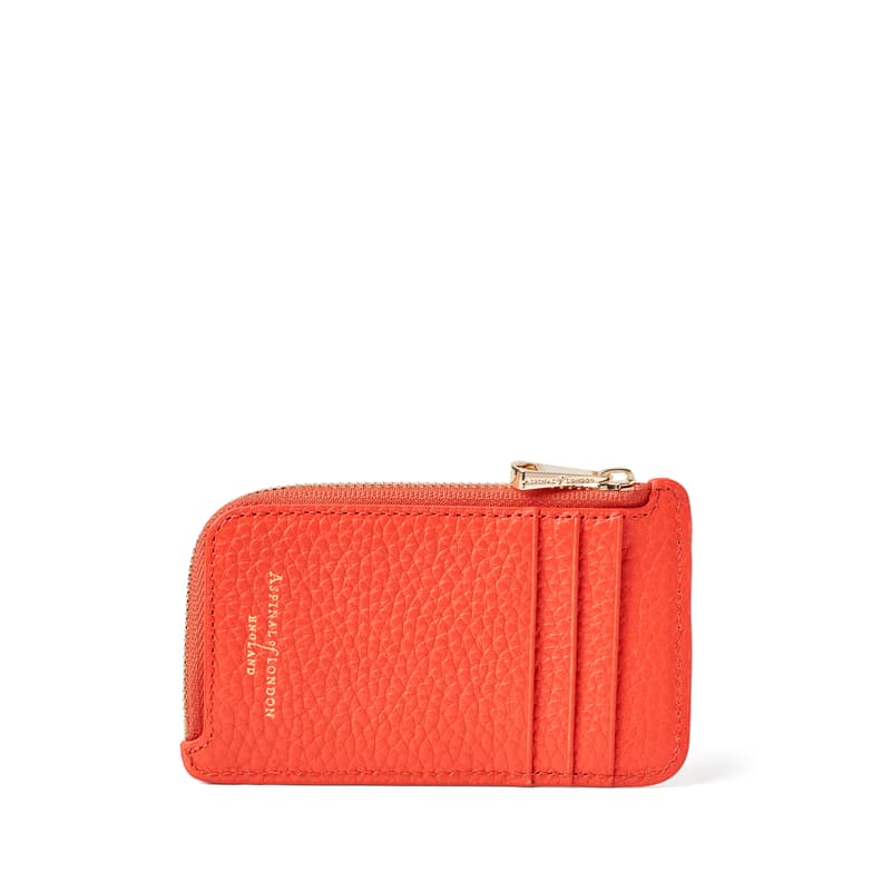 Zipped Coin & Card Holder in Coral Pebble