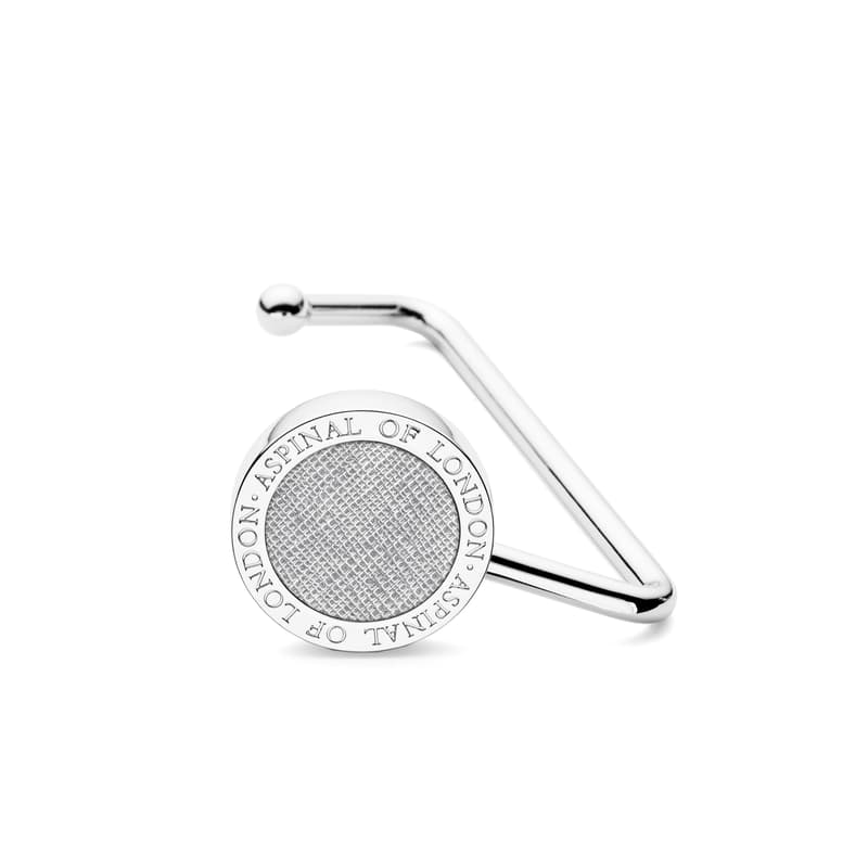 Handbag Hook in Silver Metallic Saffiano