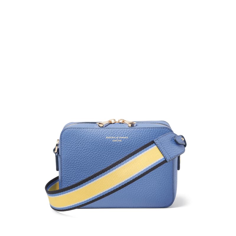 Camera Crossbody Bag with Interchangeable Straps in Capri Blue Pebble