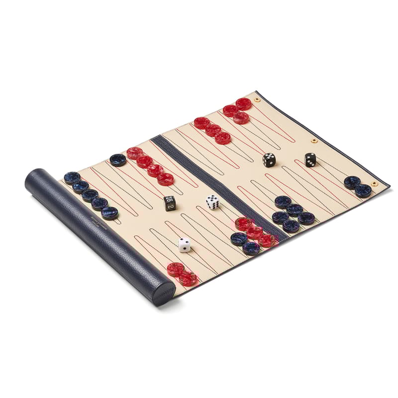 Travel Backgammon Set in Navy Pebble
