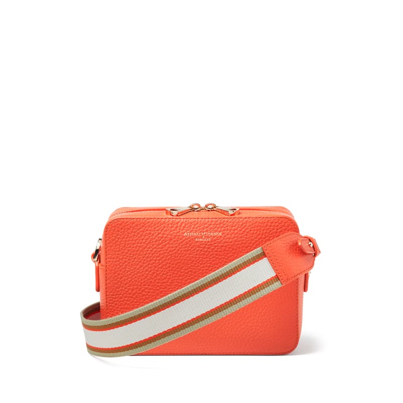 Camera Crossbody Bag with Interchangeable Straps in Coral Pebble