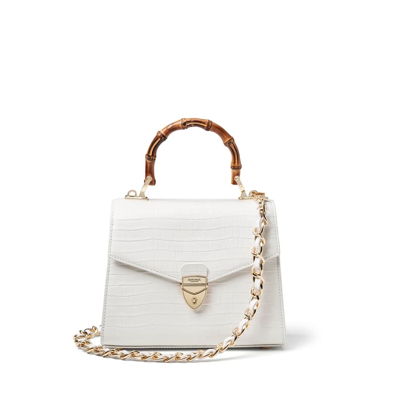 Midi Mayfair 2 Bag in Deep Shine Chalk White Small Croc