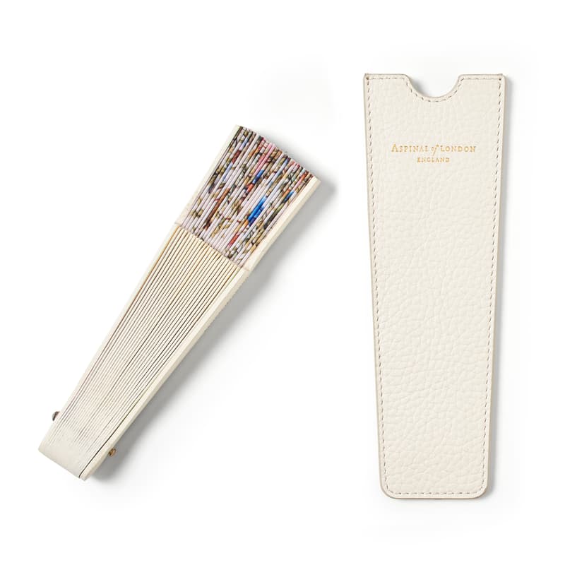 Hand Fan & Fan Case Collection in Ivory Pebble