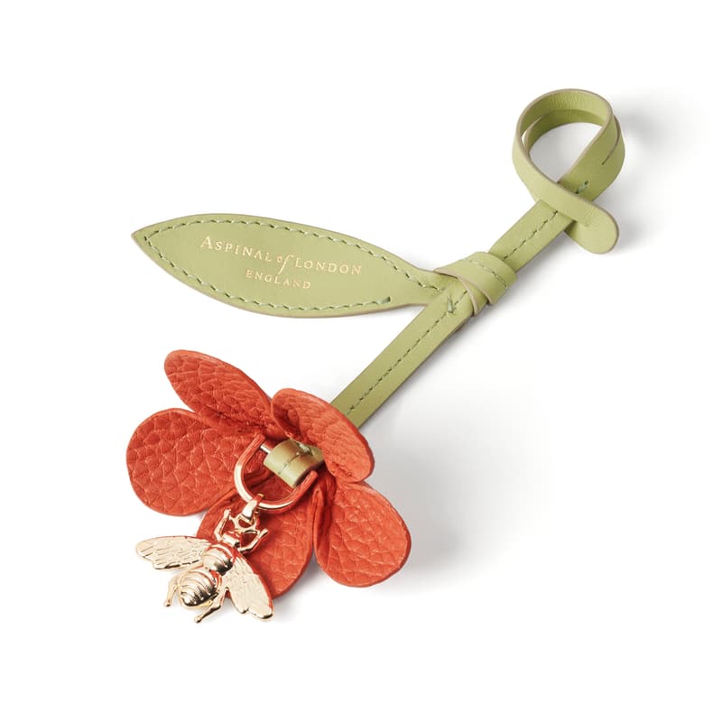 Wildflower & Bee Charm in Coral Pebble